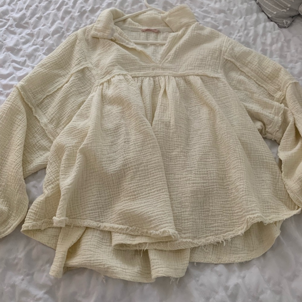 Ces Femme Textured Cream Blouse